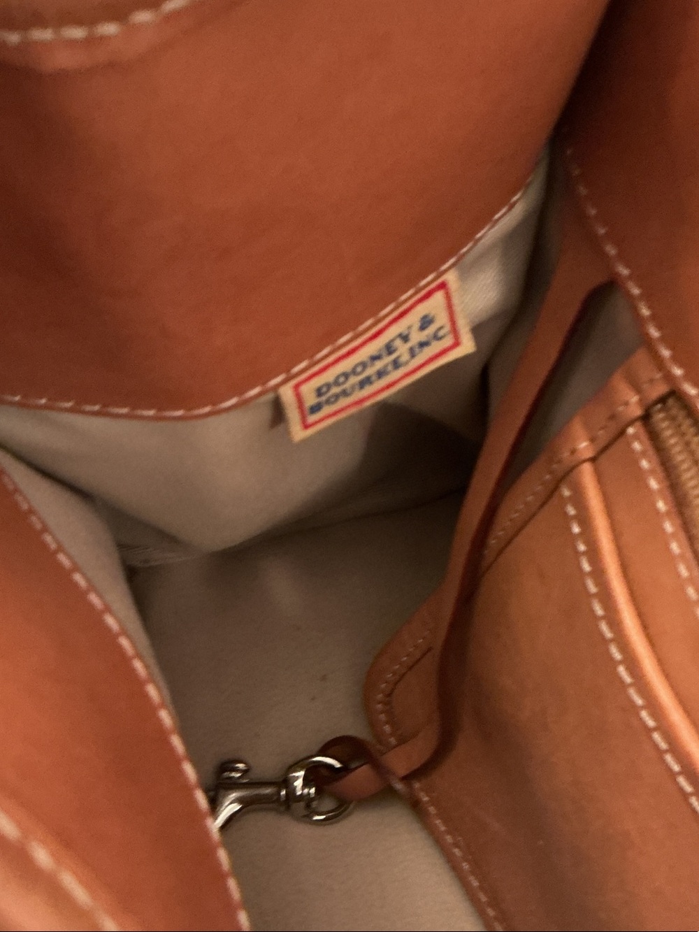 Dooney & Bourke Brown Canvas Shoulder Bag with Tan Leather Trim - Picture 5 of 6